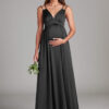 Elegant Bridesmaid Dress – A-Line with Spaghetti Straps & Pockets