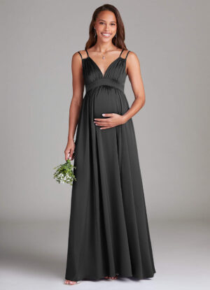 Elegant Bridesmaid Dress – A-Line with Spaghetti Straps & Pockets