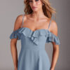 Elegant Convertible Bridesmaid Dress – Cascading Ruffles & Off-the-Shoulder