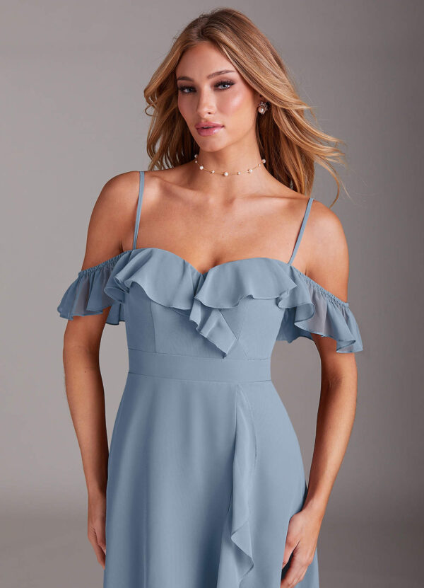 Elegant Convertible Bridesmaid Dress – Cascading Ruffles & Off-the-Shoulder