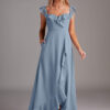 Elegant Convertible Bridesmaid Dress – Cascading Ruffles & Off-the-Shoulder