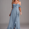 Elegant Convertible Bridesmaid Dress – Cascading Ruffles & Off-the-Shoulder