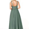 Elegant A-Line Bridesmaid Dress – Pleated, V-Neck, Leg Slit