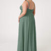 Elegant A-Line Bridesmaid Dress – Pleated, V-Neck, Leg Slit