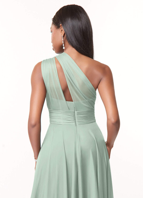 Elegant Bridesmaid Dress – Pleated Mesh & One-Shoulder Design