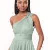 Elegant Bridesmaid Dress – Pleated Mesh & One-Shoulder Design