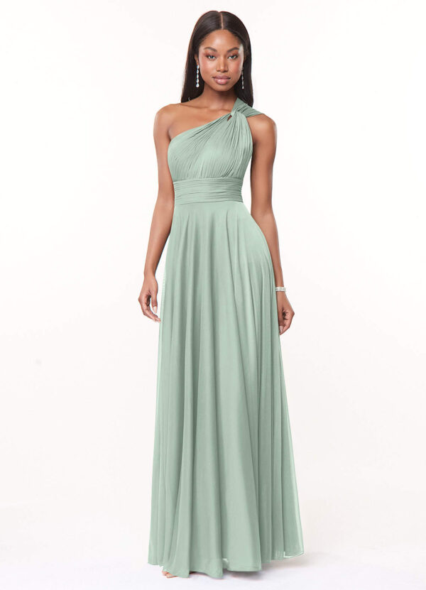 Elegant Bridesmaid Dress – Pleated Mesh & One-Shoulder Design
