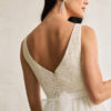 Elegant Tea-Length Custom Wedding Dress – Bows & V-Neck
