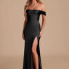 Elegant Off-The-Shoulder Bridesmaid Dress – A-Line, Metallic Satin