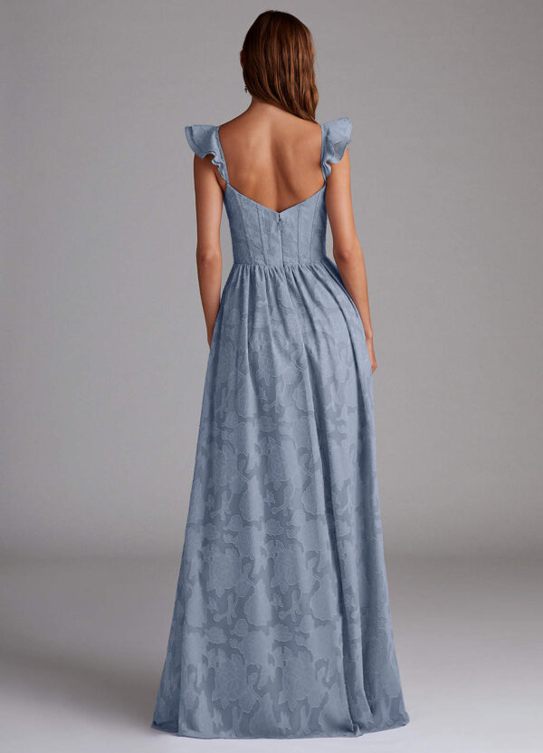 Sweetheart Neckline Bridesmaid Dress – Ruched & Floral Burnout