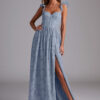 Sweetheart Neckline Bridesmaid Dress – Ruched & Floral Burnout