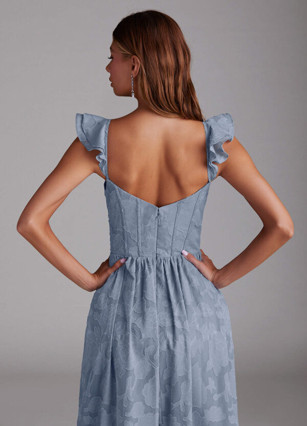 Sweetheart Neckline Bridesmaid Dress – Ruched & Floral Burnout