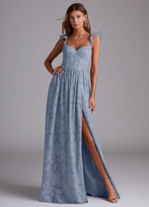 Sweetheart Neckline Bridesmaid Dress – Ruched & Floral Burnout