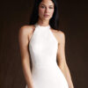 Chic Custom Wedding Dress – Stretch Satin & Leg Slit