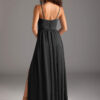 Satin Bridesmaid Dress – A-Line with Slit & Pockets