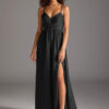 Satin Bridesmaid Dress – A-Line with Slit & Pockets