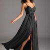 Satin Bridesmaid Dress – A-Line with Slit & Pockets