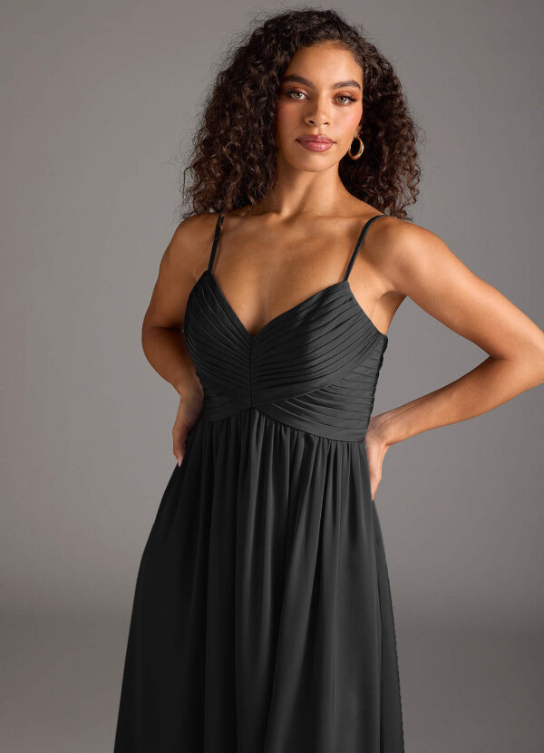 Satin Bridesmaid Dress – A-Line with Slit & Pockets