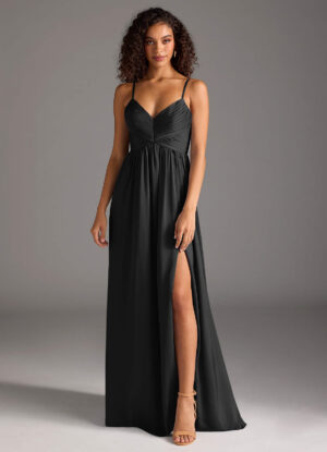 Satin Bridesmaid Dress – A-Line with Slit & Pockets