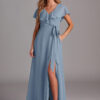 Chiffon Bridesmaid Dress – Ruffles & Slit