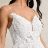Elegant Custom Wedding Dress – Beaded Lace & V-Neck Design