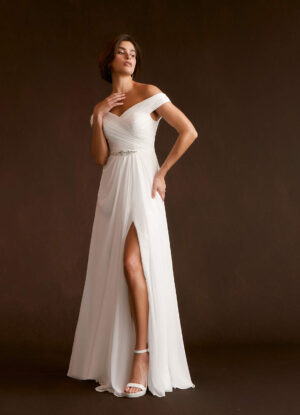 Elegant Custom Wedding Dress – Beaded, Sequins & Off-The-Shoulder