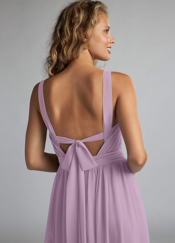 Elegant Bridesmaid Dress – Chiffon, A-Line, Leg Slit & V-Neck