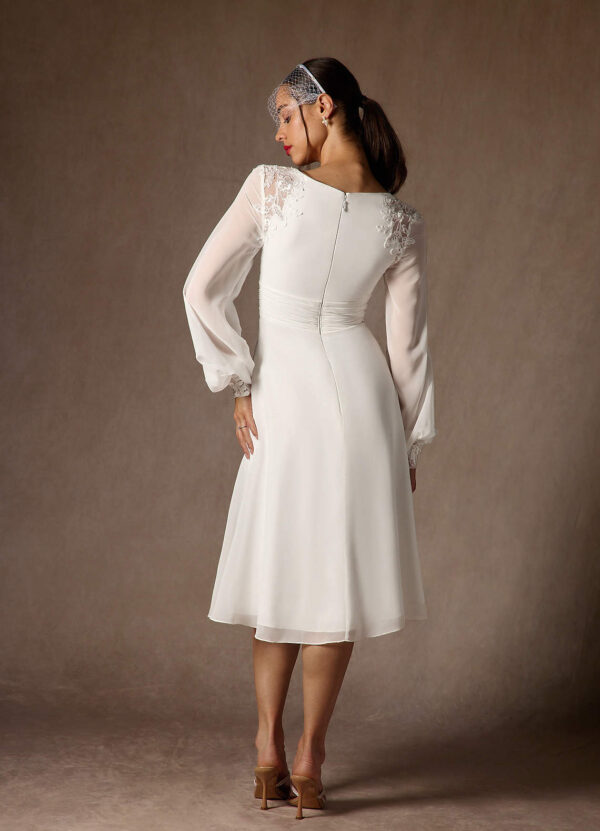 Romantic Beach Wedding Dress – A-Line, V-Neck, Long Sleeves
