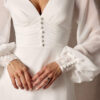 Romantic Beach Wedding Dress – A-Line, V-Neck, Long Sleeves