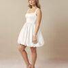 Custom A-Line Mini Wedding Dress - Satin, Square Neck, Beach Chic