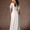 Elegant Custom Wedding Dress – V-Neck, Lace & Pockets
