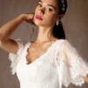 Elegant Custom Wedding Dress – V-Neck, Lace & Pockets
