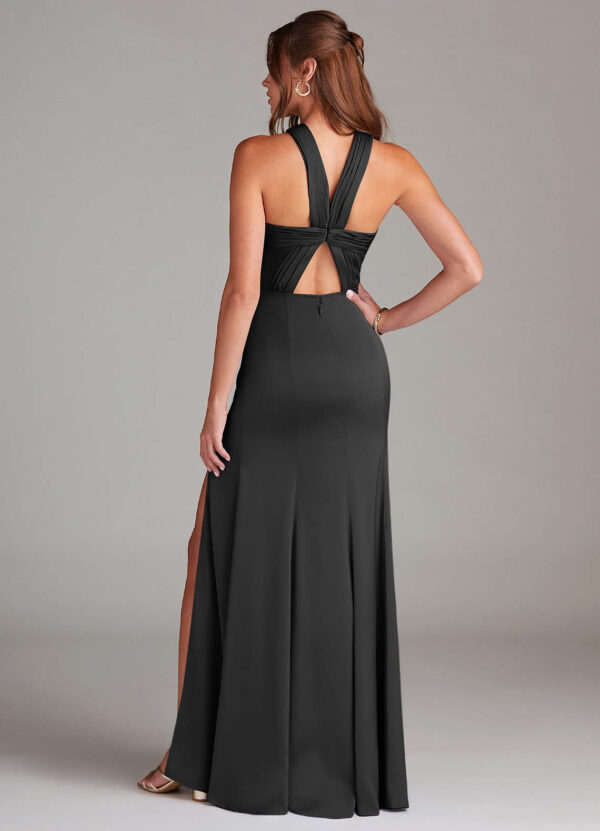 A-Line Bridesmaid Dress – Satin & Slit Design