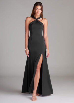 A-Line Bridesmaid Dress – Satin & Slit Design
