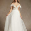 Vintage A-Line Wedding Dress with Lace & Sequins – Romantic V-Neck Design
