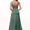 Elegant Bridesmaid Dress – A-Line, V-Neck, Pleated & Leg Slit