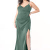 Elegant Bridesmaid Dress – A-Line, V-Neck, Pleated & Leg Slit