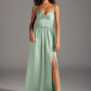 Elegant Bridesmaid Dress – V-Neck, Keyhole Back, Floor-Length