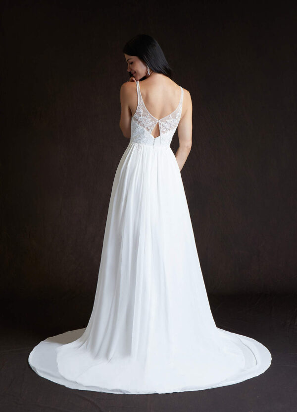 Vintage Chic Wedding Dress with Embroidered Lace and Beaded Sequins