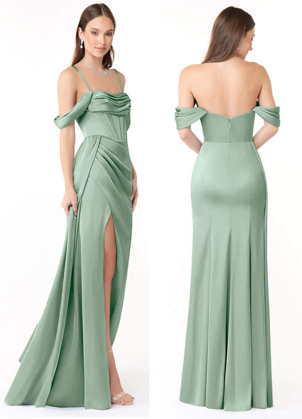 Strapless Bridesmaid Dress – Ruched & Pleated with Leg Slit