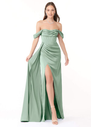 Strapless Bridesmaid Dress – Ruched & Pleated with Leg Slit