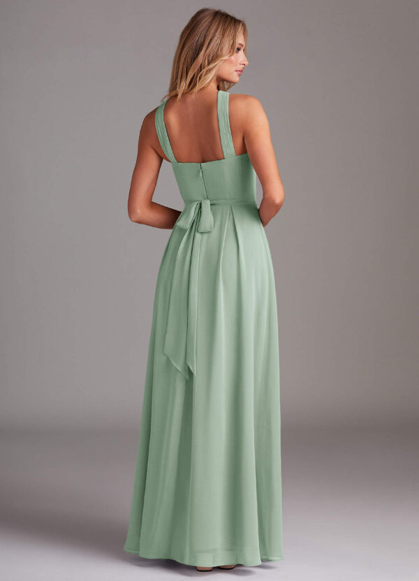 Elegant Floor-Length Bridesmaid Dress – Pleated Chiffon & A-Line Silhouette