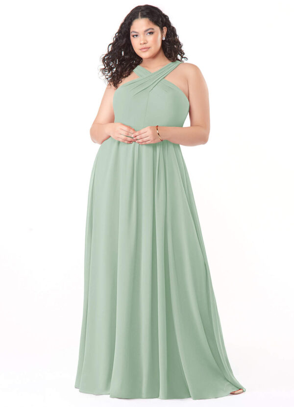 Elegant Floor-Length Bridesmaid Dress – Pleated Chiffon & A-Line Silhouette