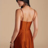 Metallic Satin Bridesmaid Dress – Cowl Neck & Slit