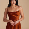 Metallic Satin Bridesmaid Dress – Cowl Neck & Slit