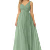 Elegant Chiffon Bridesmaid Dress – A-Line, Bow Back & V-Neck