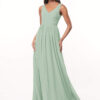 Elegant Bridesmaid Dress – Floor-Length, Pleated, V-Neck