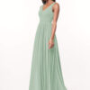 Elegant Bridesmaid Dress – Floor-Length, Pleated, V-Neck