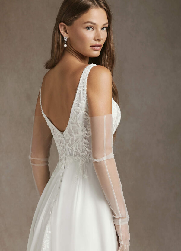 legant V-Back A-Line Wedding Dress with Lace & Sequins