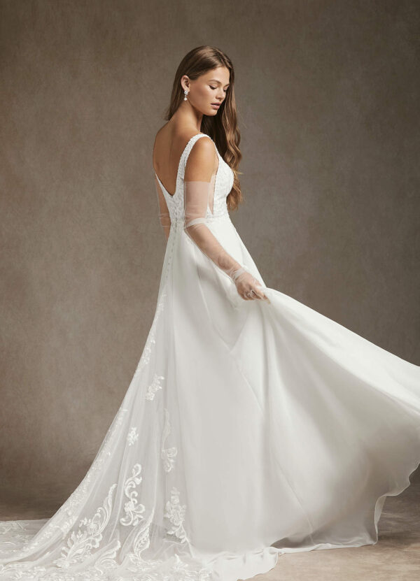 legant V-Back A-Line Wedding Dress with Lace & Sequins
